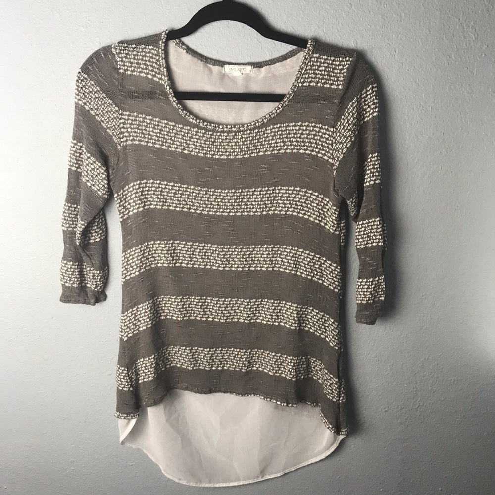 Ava James Gray knit sweater stripe size small